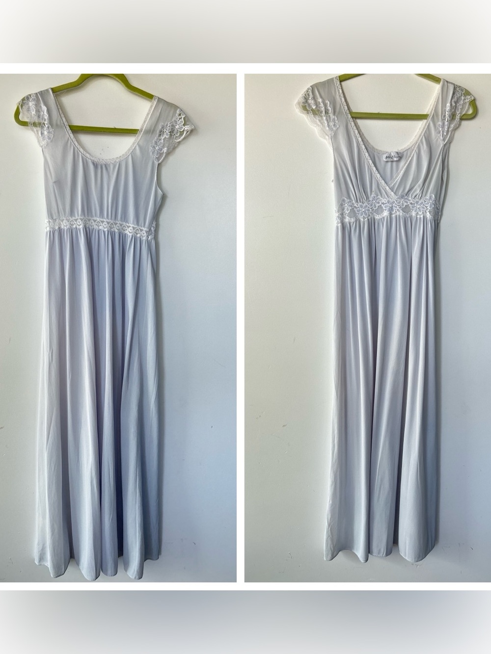 Vintage Miss Elaine Blue Nylon Nightgown